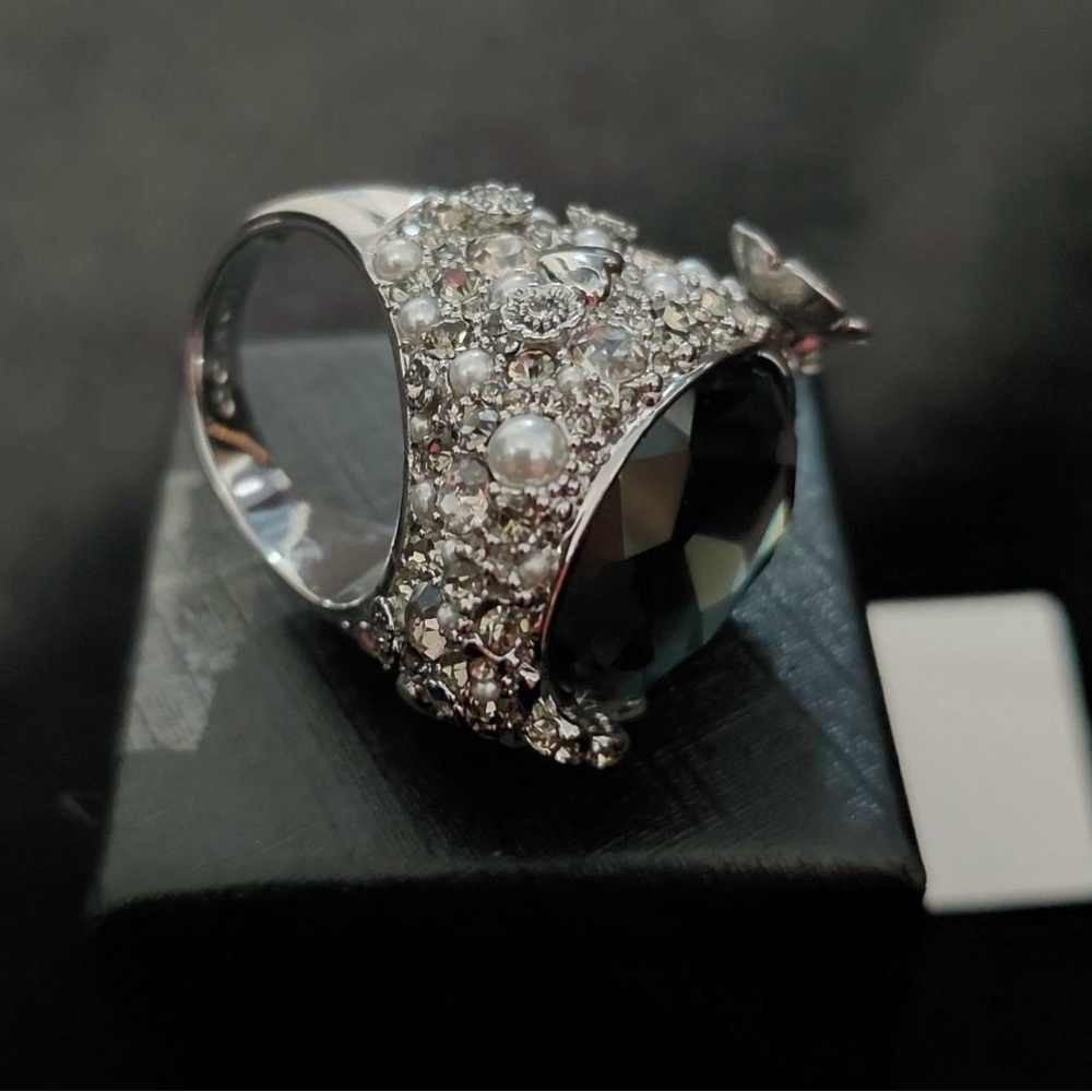 Coach Silver and Black Gemstone Ring - Picture 6 of 8